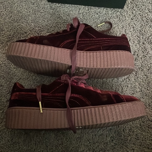 Rihanna Fenty Puma Creepers Burgundy Velvet with Gum Sole - Picture 5 of 6
